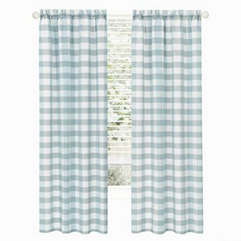 Kate Aurora Modern Farmhouse 2 pc Large Buffalo Plaid Check Rod Pocket Curtains