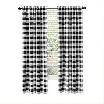 Kate Aurora Modern Farmhouse 2 pc Large Buffalo Plaid Check Rod Pocket Curtains