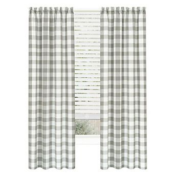 Kate Aurora Modern Farmhouse 2 pc Large Buffalo Plaid Check Rod Pocket Curtains