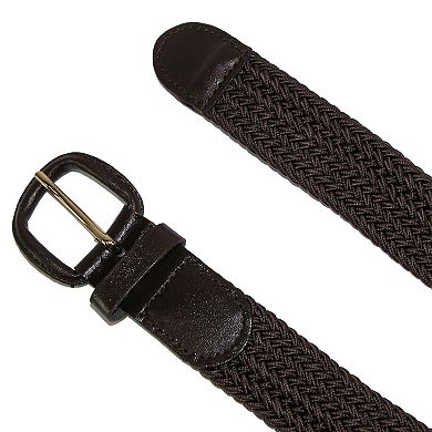 Ctm Men's Elastic Braided Belt With Covered Buckle (pack Of 2)