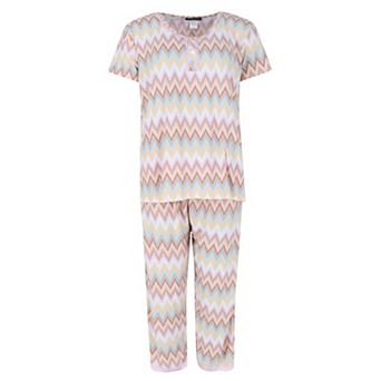 Elegant Emily Women's Chevron Short Sleeve Capri Set