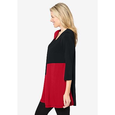 Woman Within Plus Size Knit Colorblock Tunic