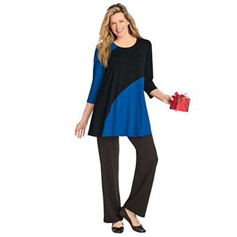 Woman Within Plus Size Knit Colorblock Tunic