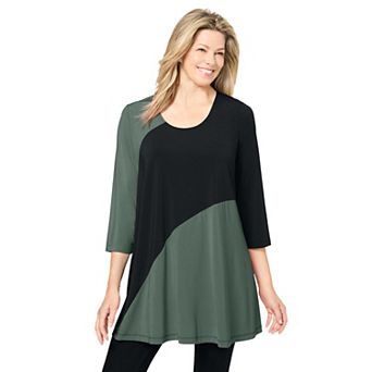 Woman Within Plus Size Knit Colorblock Tunic