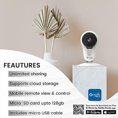 G-home Smart Wifi Camera - HD Video, Motion Detection, Night Vision, 2-way Audio