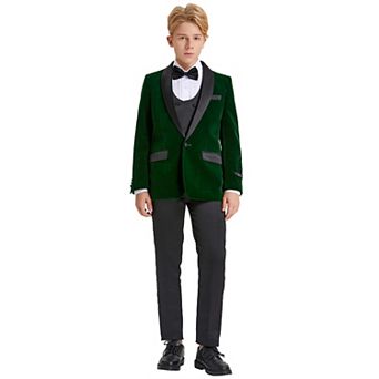Big Boys 8-20 Christmas Deluxe Velvet 5 pc Suit Set with Dress Shirt and Bowtie