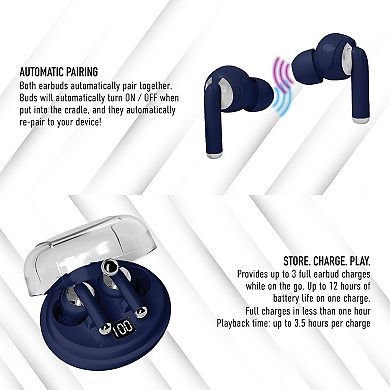 Gabbagoods Truebuds Chrome Wireless Earbuds - Bt 5.3, 20-hour Battery, Touch Controls, Lcd Screen