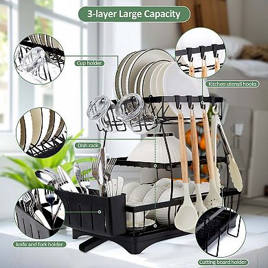 3 Tier Dish Drying Rack For Kitchen Counter