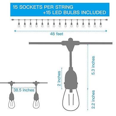 48ft Led Outdoor String Lights With S14 Bulbs