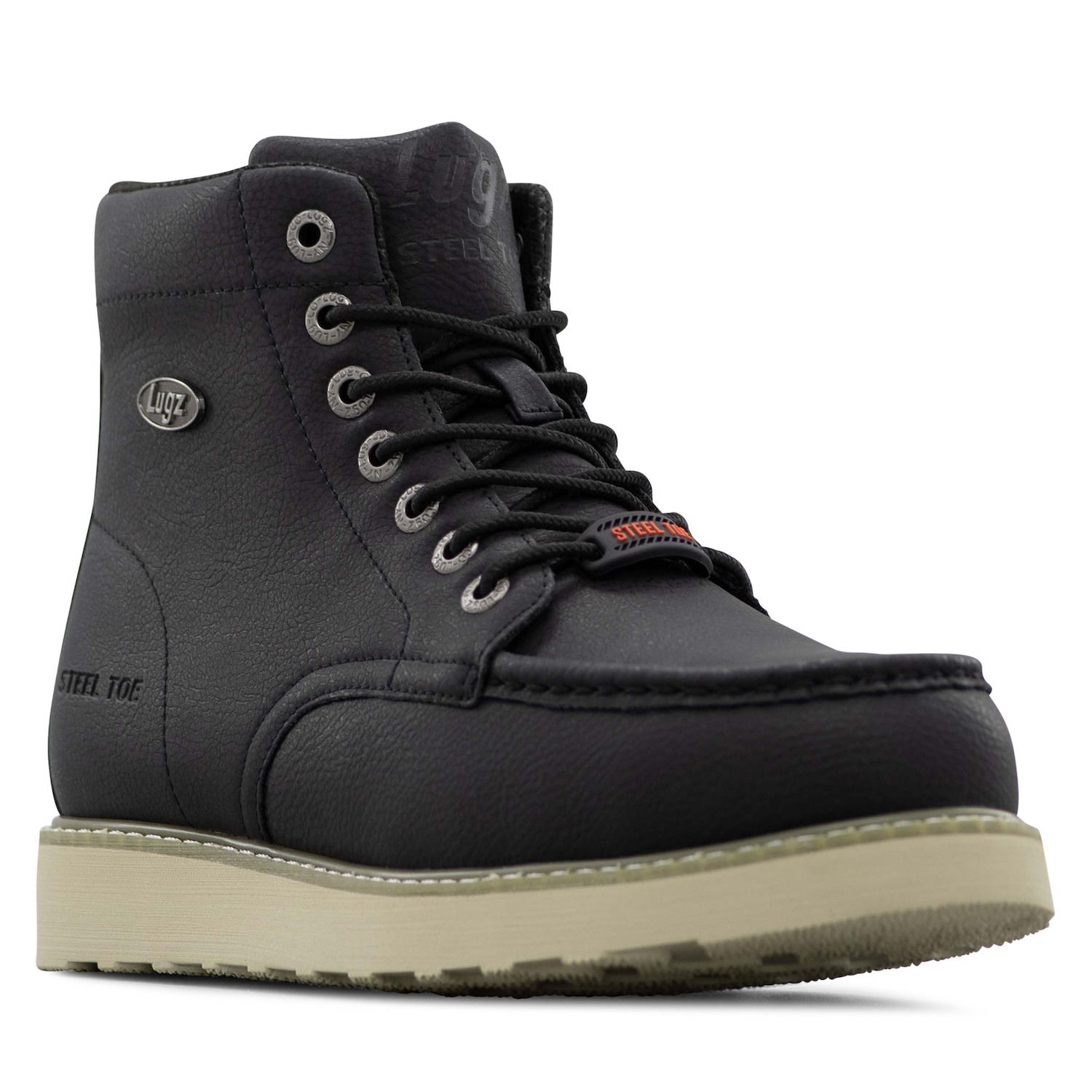 Мужские ботинки Lugz Monterey Steel Toe Wide Walking, цвет: Чёрный кремовый карамельный