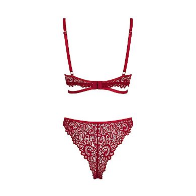 Women's Cupshe Red Lace Cutout Bra & Underwear Set