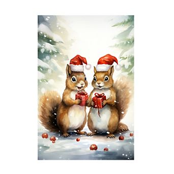 Ray Heere Squirrels Buddies for Christmas Canvas Art