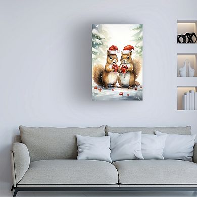 Ray Heere Squirrels Buddies for Christmas Canvas Art