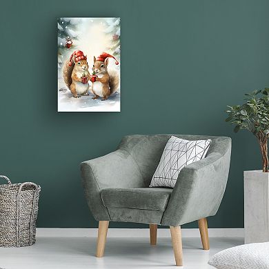 Ray Heere Squirrels at Christmas 1 Canvas Art