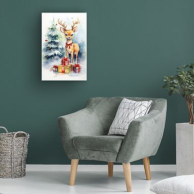 Ray Heere Christmas Fawn and Gifts 1 Canvas Art