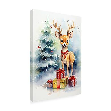 Ray Heere Christmas Fawn and Gifts 1 Canvas Art