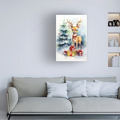 Ray Heere Christmas Fawn and Gifts 1 Canvas Art