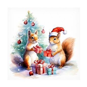 Ray Heere Squirrels at Christmas 2 Canvas Art