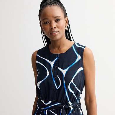 Petite Nine West Sleeveless Button Front Dress
