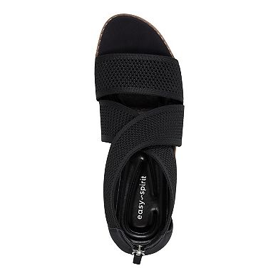 Easy Spirit Women's Wedge Perforated Zip Back Cross Strap Sandal