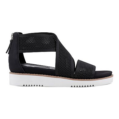 Easy Spirit Women's Wedge Perforated Zip Back Cross Strap Sandal