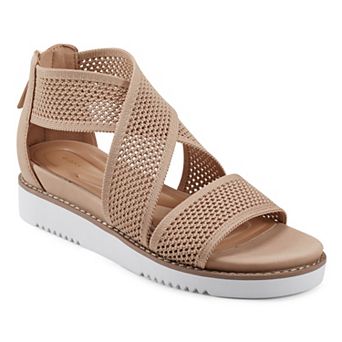 Easy Spirit Witney Women's Wedge Perforated Zip Back Cross Strap Sandal