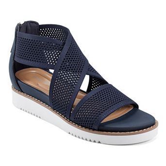 Easy Spirit Witney Women's Wedge Perforated Zip Back Cross Strap Sandal