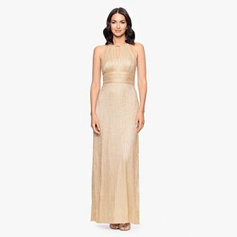 Women's BA Nites Metallic Foil Keyhole Gown