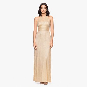 Women's BA Nites Metallic Foil Keyhole Gown