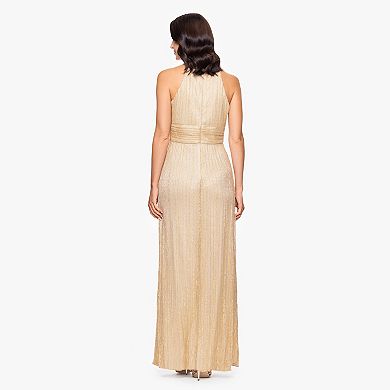 Women's BA Nites Metallic Foil Keyhole Gown