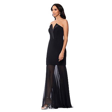 Women's BA Nites Long Tuxedo Chiffon Drop Waist Dress
