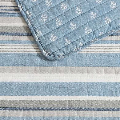 Nautica Pacific Stripe Blue Quilt Set