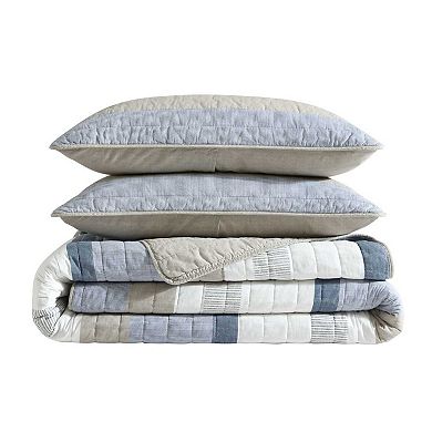 Nautica Lakelyn Blue Stripe Quilt Set