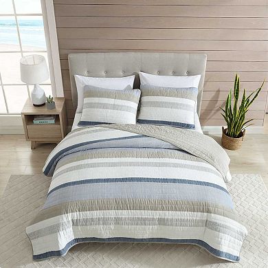 Nautica Lakelyn Blue Stripe Quilt Set