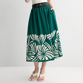 Women's Nine West Belted A-Line Skirt