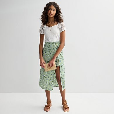 Girls 7-16 Knit Works Short Sleeve Walkthru Lace Bodice & O-Ring Maxi Dress