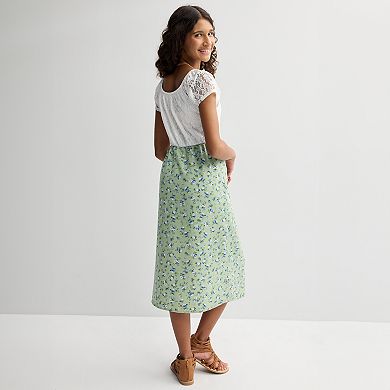 Girls 7-16 Knit Works Short Sleeve Walkthru Lace Bodice & O-Ring Maxi Dress