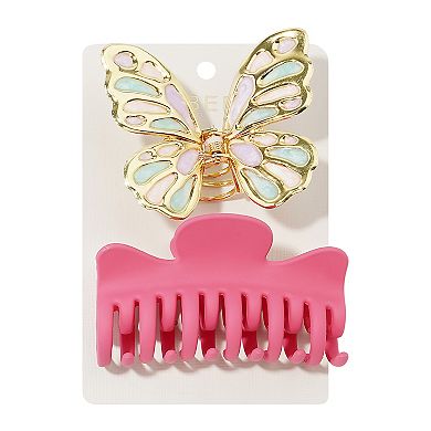 Emberly Butterfly & Fuschia Claw Hairclip 2-pk.