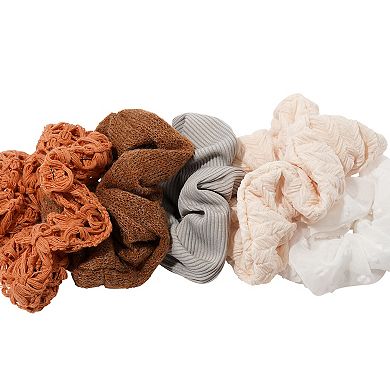 Emberly Neutral Tones Hair Scrunchie 5-Pack