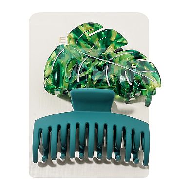 Emberly Palm Leaf & Green Claw Clip 2-Pk