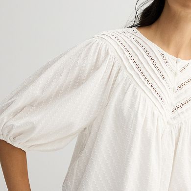 Women's Farmers Market Lace Trim V-Neck Top