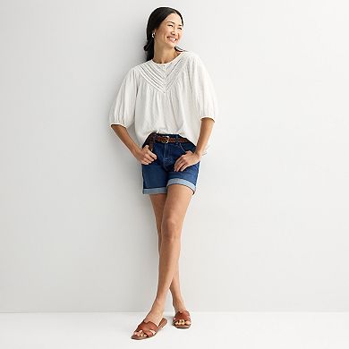 Women's Farmers Market Lace Trim V-Neck Top