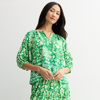 Women's Farmers Market 3/4-Sleeve Woven Top