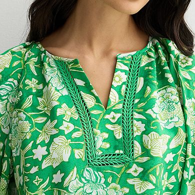 Women's Farmers Market 3/4-Sleeve Woven Top