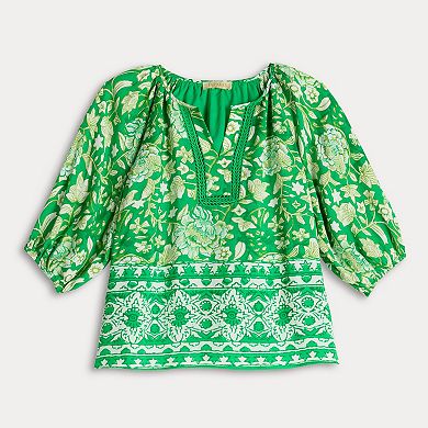 Women's Farmers Market 3/4-Sleeve Woven Top