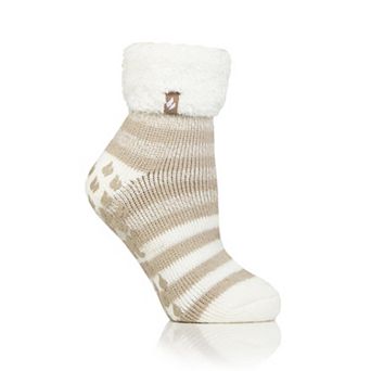 Heat Holders Women's Original 7x Warmer Turnover Cuff Striped Socks with Grip