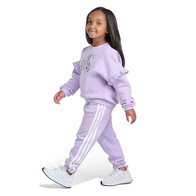 Toddler Girl adidas 2-Piece Flutter Sleeve Pullover & Joggers Set
