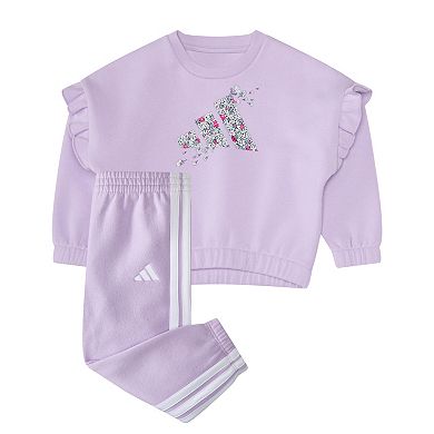 Toddler Girl adidas 2-Piece Flutter Sleeve Pullover & Joggers Set