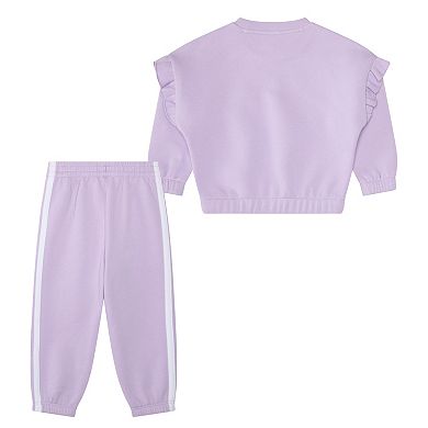Toddler Girl adidas 2-Piece Flutter Sleeve Pullover & Joggers Set