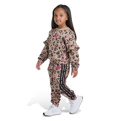 Toddler Girl adidas 2-pc. Flutter Long Sleeve Printed Sweatshirt & Jogger Set
